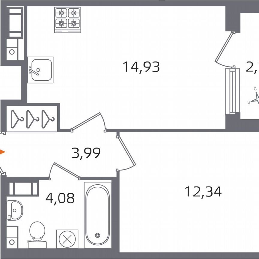 1-к. квартира, 36,7 м², 4/17 эт.