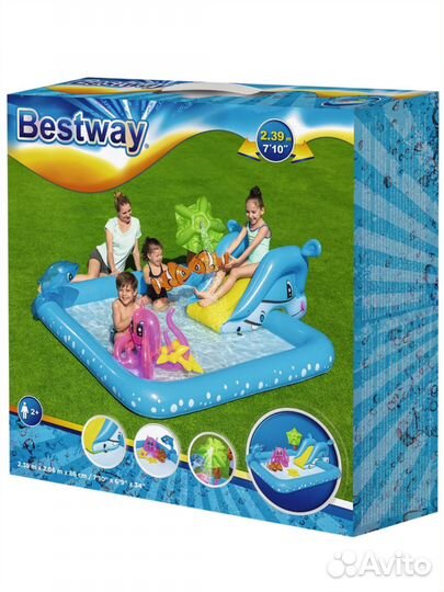 Надувной бассейн с горкой