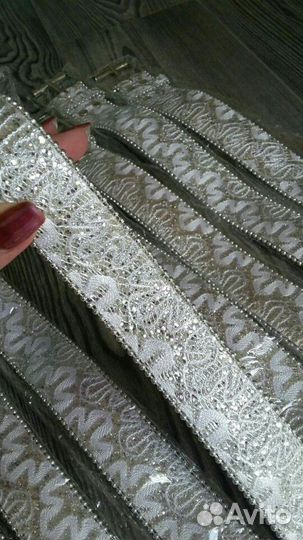 Ремень белый с блесками