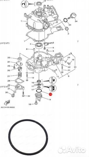 Оригинальное кольцо уплотнительное Yamaha F6 F2,5