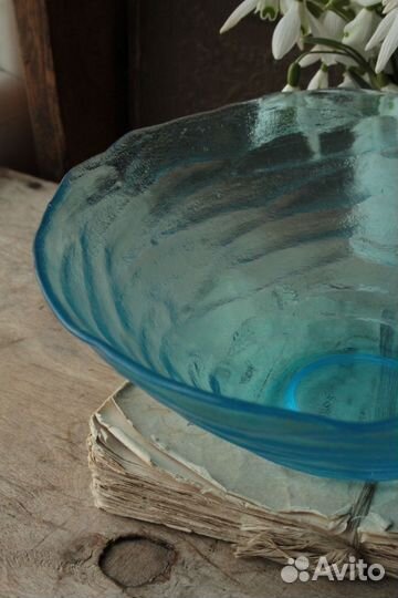 Салатник купоросное стекло винтаж Европа