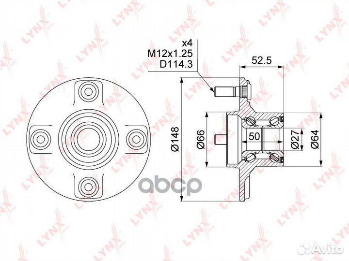 Ступица колеса зад прав/лев WH1457 lynxauto