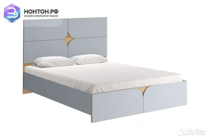 Кровать Монро 1.6 м шиншилла серая / дуб крафт зол