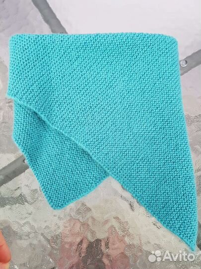 Шапка и снуд вязаные ручная работа, бирюзовые