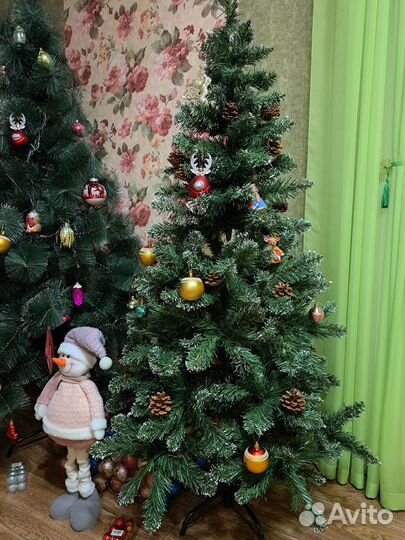 Ель искусственная с шишками, Премиум 150 см. +шары