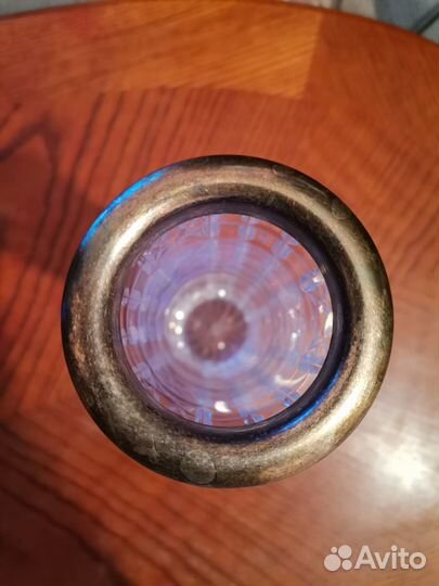 Хрустальная ваза для цветов с мельхиором