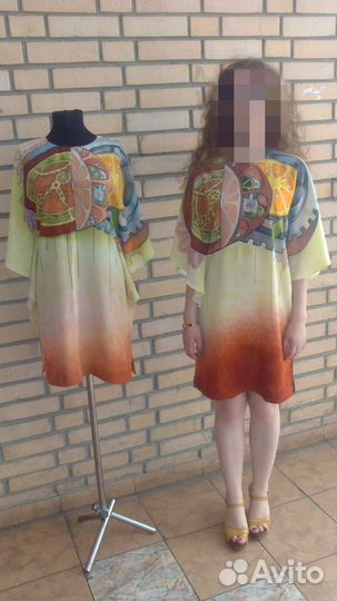 Платье из шифона, холодный батик ручная роспись