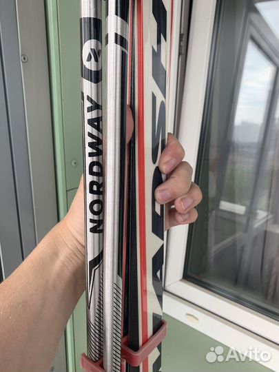 Лыжи беговые Madshus с креплениями + палки