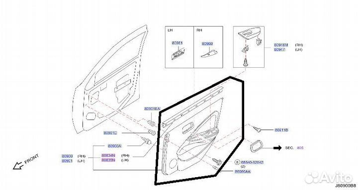 Обшивка двери передняя левая Nissan Almera Classic