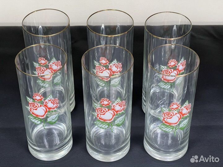 Стаканы тонкое стекло 350 мл Роза 6 шт