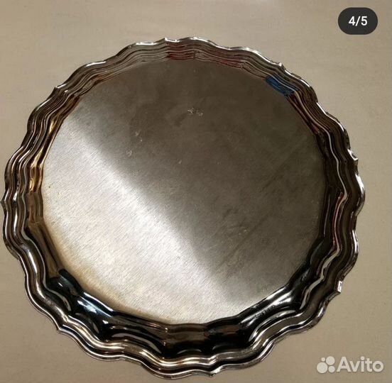 Поднос мельхиоровый СССР Глухарь Кольчугино
