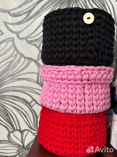 Корзина из пряжи