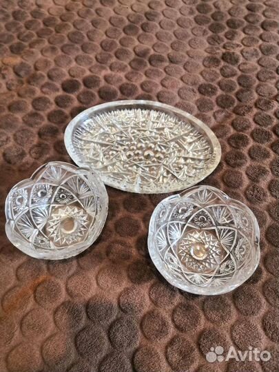 Хрустальное блюдо и салатницы СССР