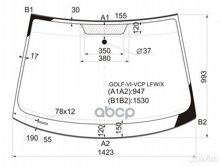 Стекло лобовое volkswagen golf V 3/5D HBK 05-08
