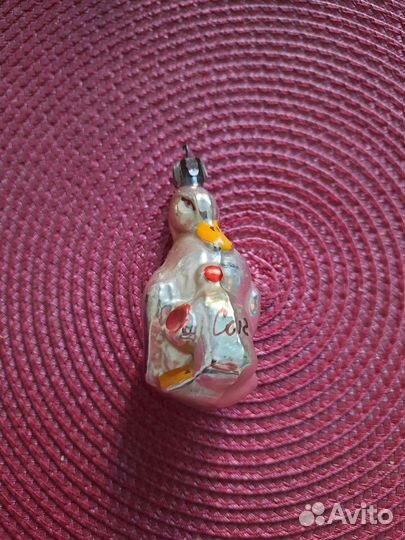 Елочная игрушка фигурка стекло СССР