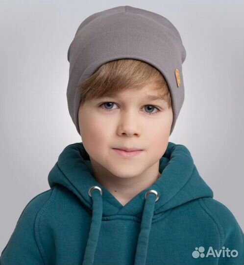Шапка со снудом демисезонная для мальчика 50-52