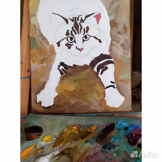 Картина Кот Джоня 30 на 40 см холст маслом