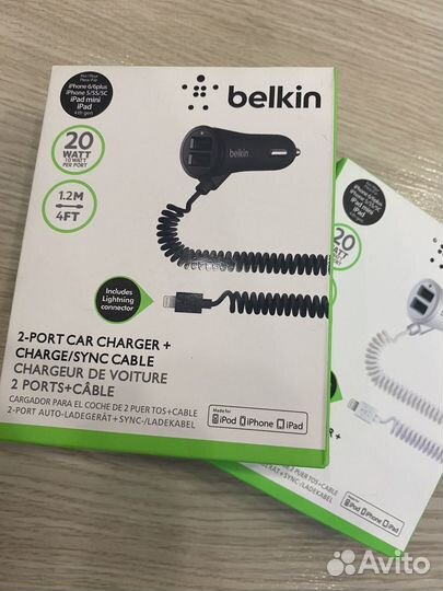 Автомобильная зарядка для iPhone belkin, 2 порта