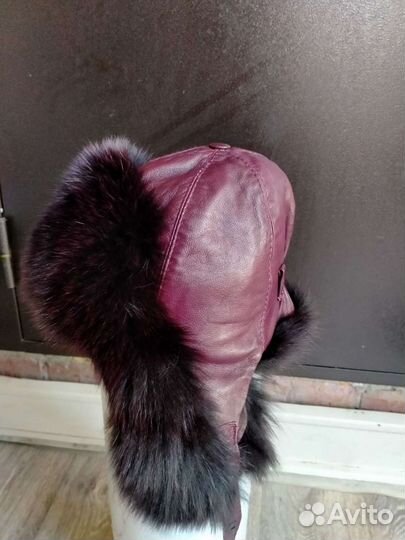 Шапка песец кожа женская