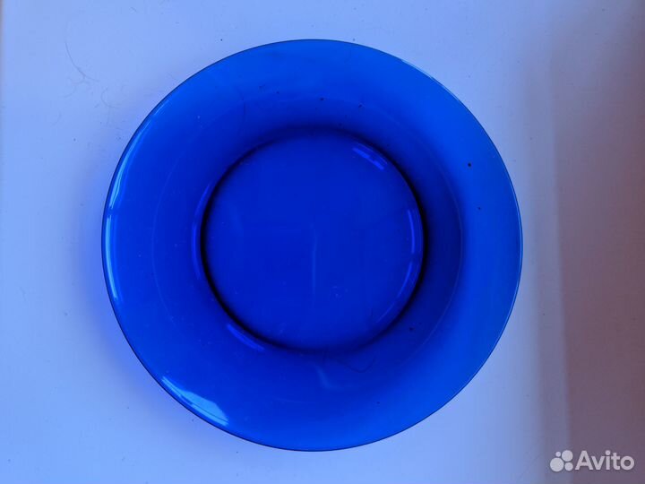 Тарелки мелкие синее стекло бу
