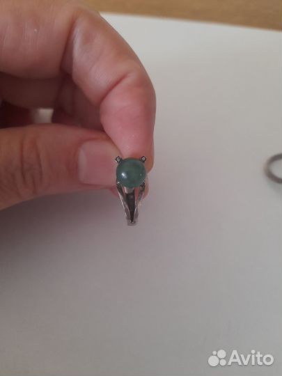 Серебряные серьги и кольцо