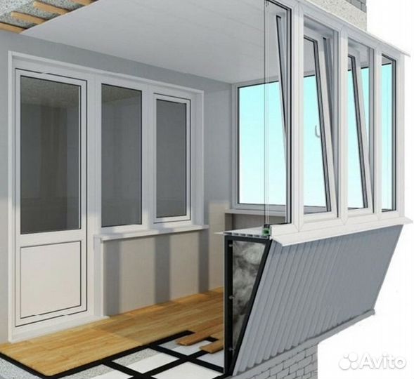 Остекление балкона 2900 на 1420 пластиковое