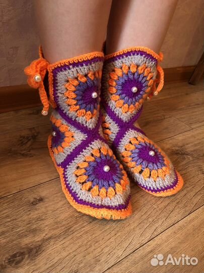 Вязанные сапожки