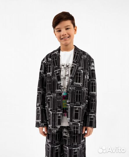 Пиджак хлопковый черный Gulliver, размер 164