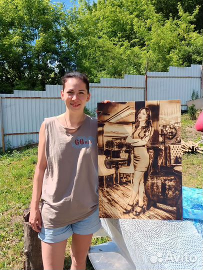 Портрет по фото на дереве Подарок