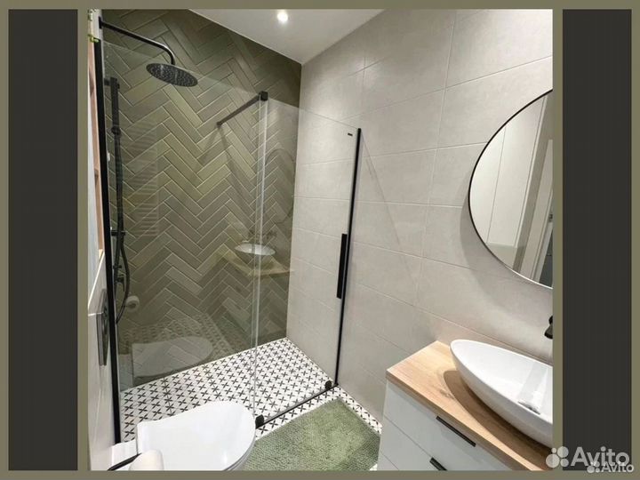 Душевые стеклянные перегородки с установкой