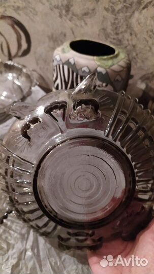 Ваза конфетница, салатница, цветное стекло