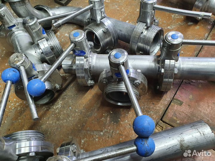 Краны пищевые молочные. Затвор дисковый нержавейка