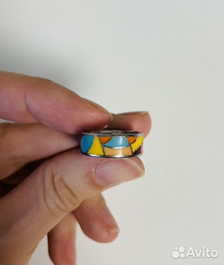 Кольцо серебро эмаль