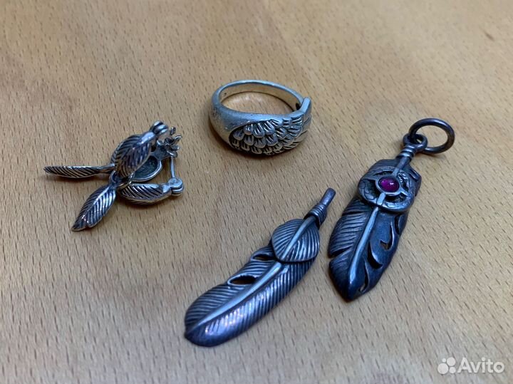 Серебряные серьги, подвески, кольцо