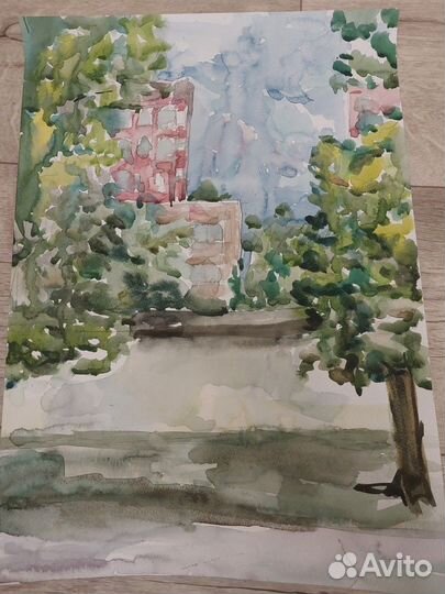 Картина, акварельный пейзаж