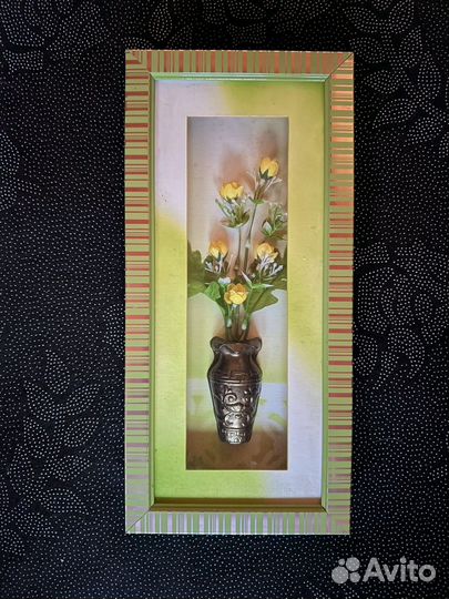 Картина с вазой и букетом 33*15 см