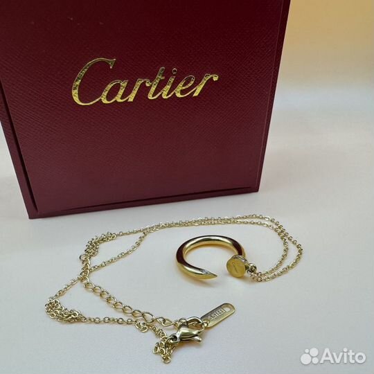 Cartier гвоздь подвеска с камнями золотая