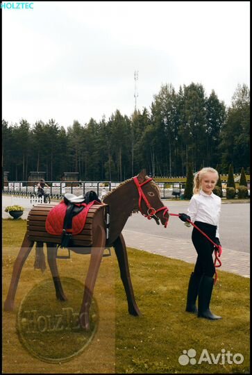 Иппотренажер. Деревянная лошадь для тренировок