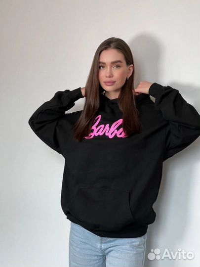 Толстовка женская оверсайз Черная Barbie