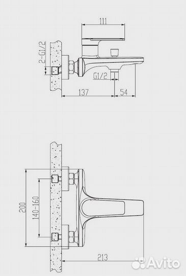 Смеситель для ванны esko bk 54 Хром