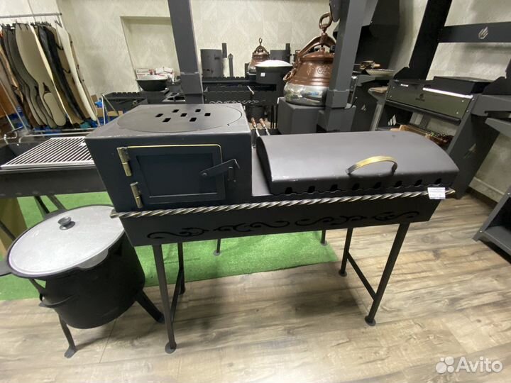 Мангал с крышкой гриль барбекю шампуры