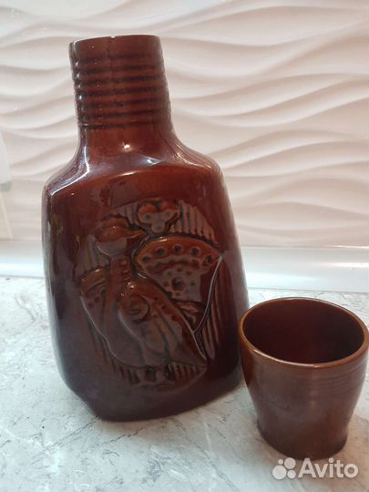 Керамический кувшин СССР с чаркой