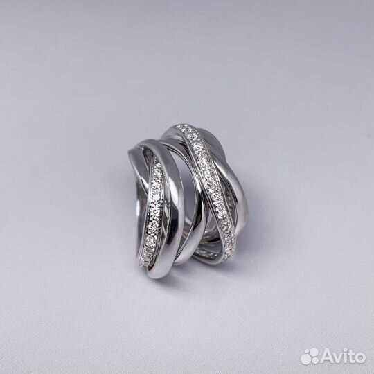 Золотой объёмное кольцо с бриллиантами 0.88ct