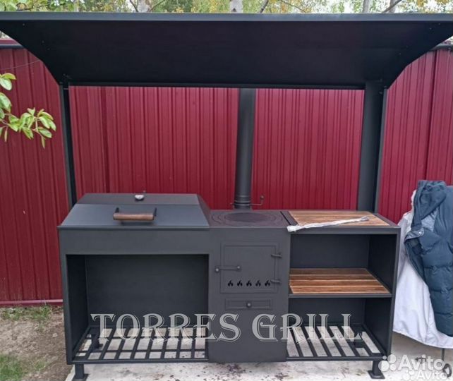 Мангал с печью под казан и крышей Производитель