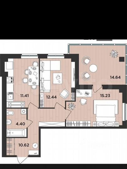 2-к. квартира, 62 м², 9/12 эт.