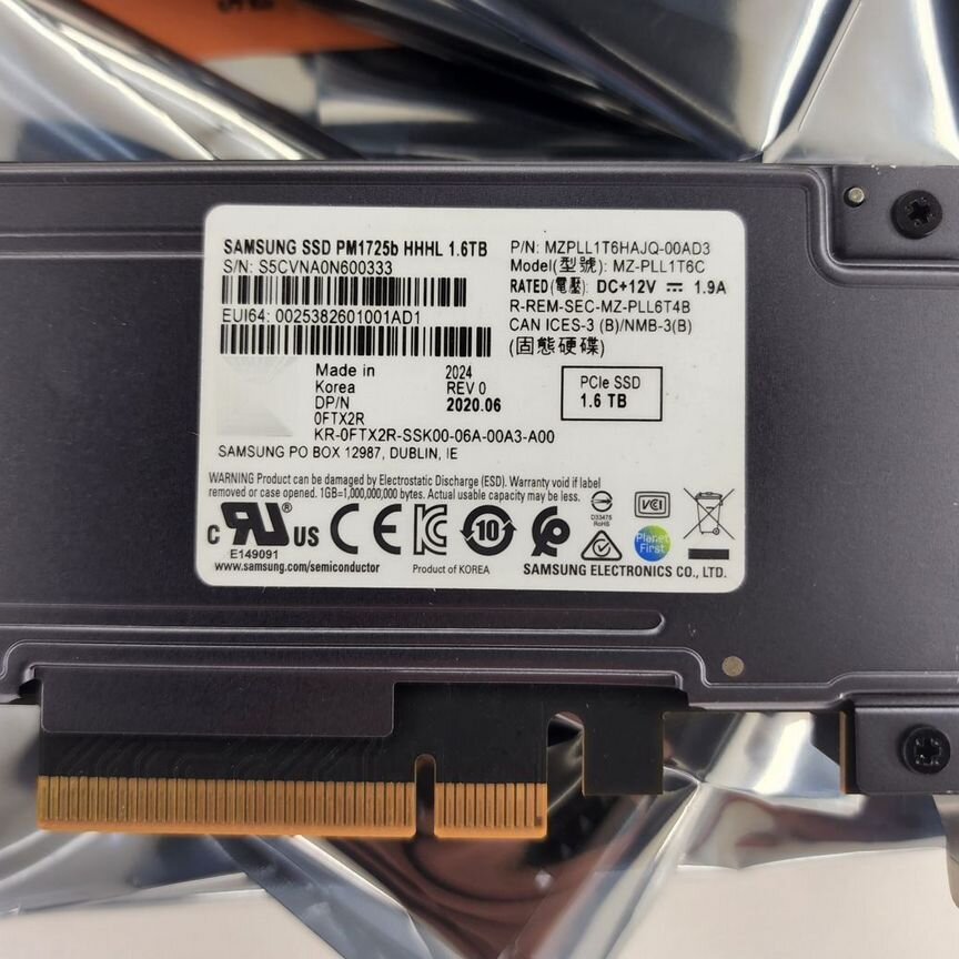[PM1725B] Ssd Samsung 1.6тб Pcie Pm1725b