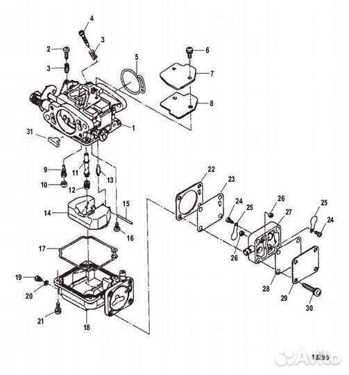 Карбюратор Yamaha (Ямаха) 20-25 л.с 4 такта