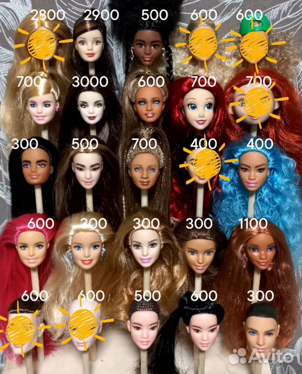 Головы кукол барби