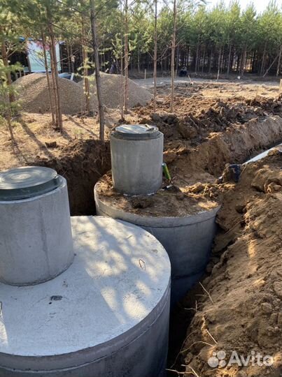 Выгребная яма под ключ. Септик. Жб бетонные кольца