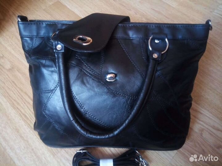 Новая сумочка из натуральной кожи, черная